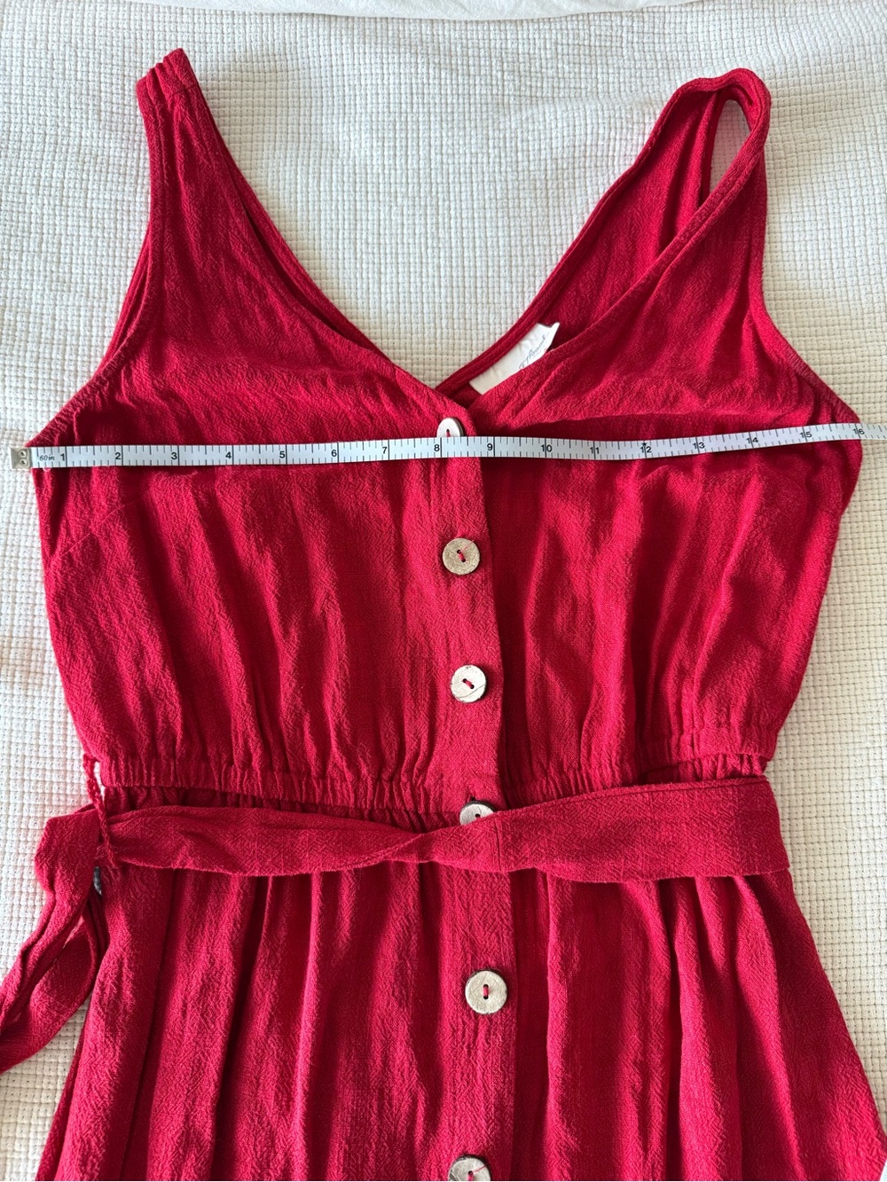 Universal Thread Sleeveless America Red Vneck Button Tie Waist Midi Dress Size S - Picture 3 of 4